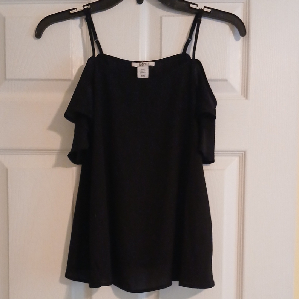 Bar III Black Ruffled Off-The-Shoulder Blouse Women's XXS